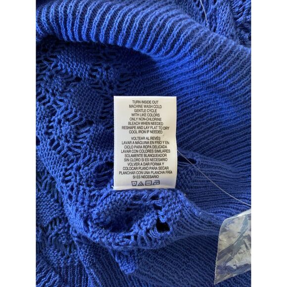 Jaclyn Smith Women Sweater XXL Blue Pullover Open Knit Lightweight Beach Coastal - Picture 4 of 8